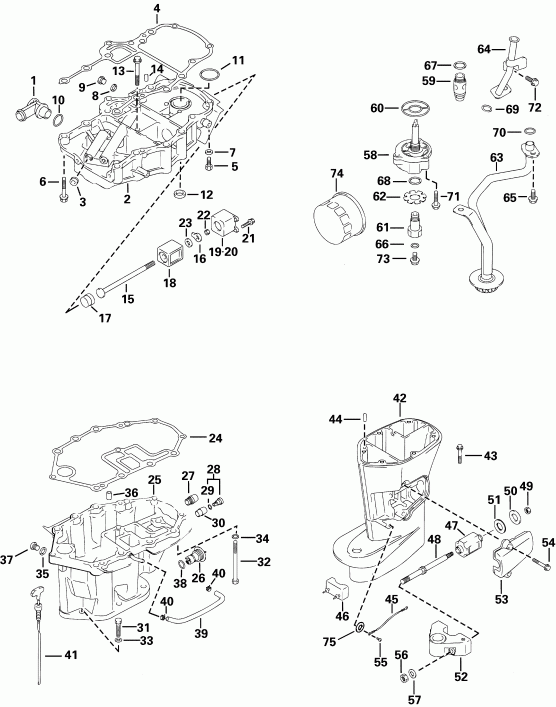 ��������� ��������� ������� E25TEL4SIC 4-Stroke, Elec. Start, Tiller  - dsection & Oil System - dsection & Oil System
