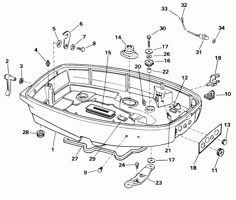 ��������� ��������� Evinrude E25WRLSIR commercial, rope start, tiller  - wer Engine Cover