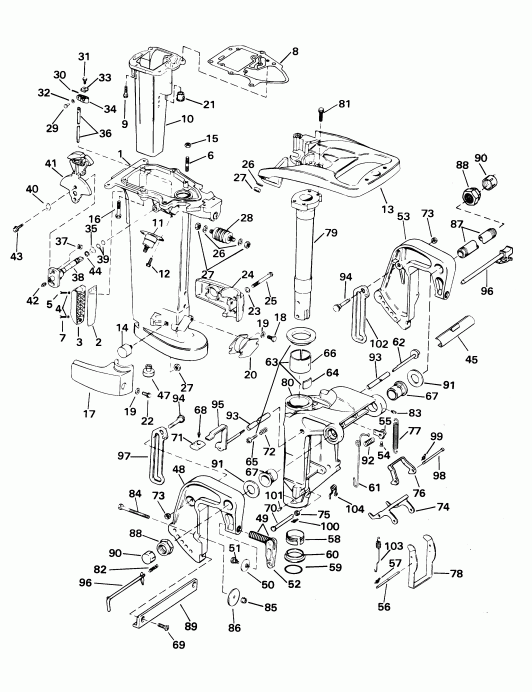   Evinrude E25WRLSIR commercial, rope start, tiller  - dsection - dsection