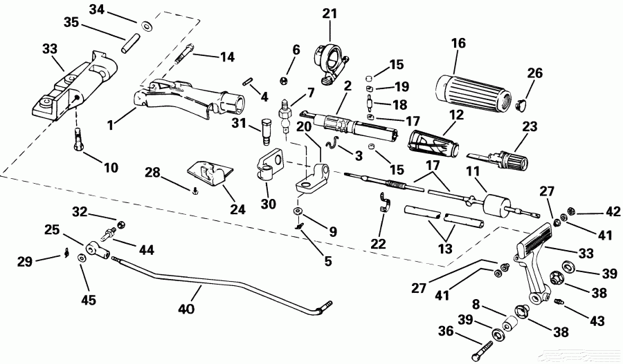 ����� EVINRUDE E25WRLSIR commercial, rope start, tiller  - eering & Shift Handle