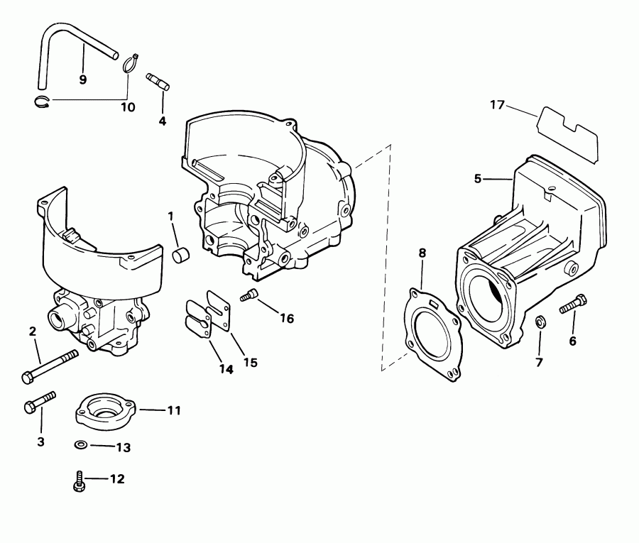����� EVINRUDE E2WRSIR Commercial, Rope Start, Tiller,   - linder & Crankcase, Reed Valve