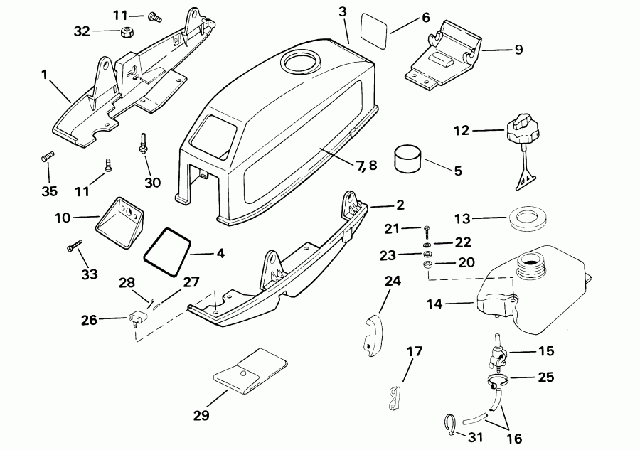 �������� ����� EVINRUDE E2WRSIR Commercial, Rope Start, Tiller,   - Johnson/evinrude & Intergral Fuel Tank
