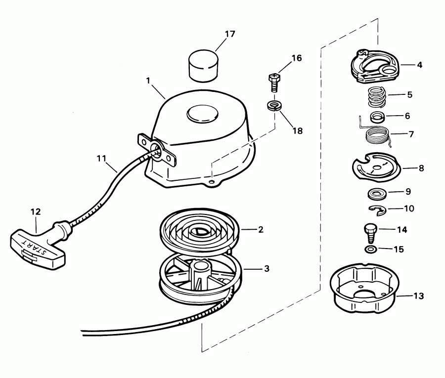  ������� E2WRSIR Commercial, Rope Start, Tiller,   - coil ������� Assembly