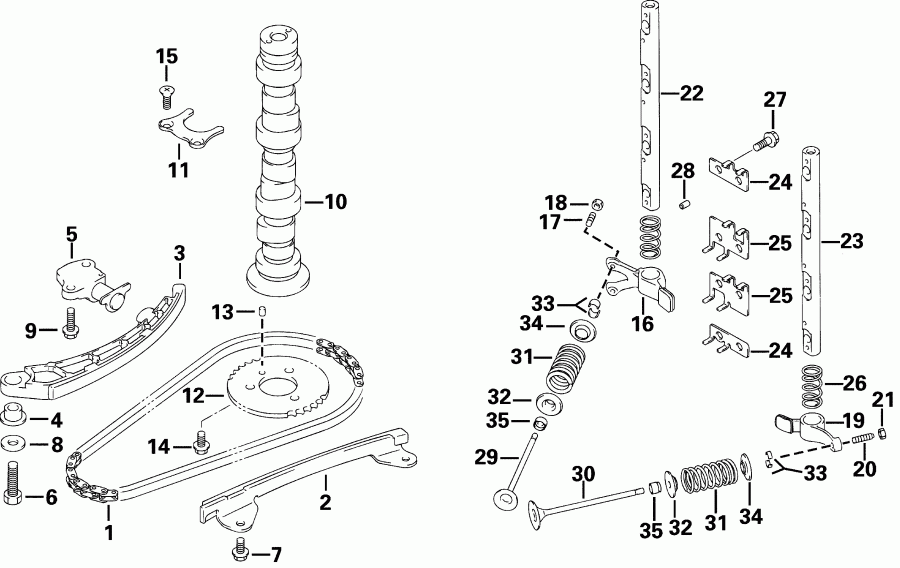 ��������� �������� ����� Evinrude E30EL4SIC 4-Stroke, Elec. Start, 20 IN.   - mshaft & Valve - m��� & ������