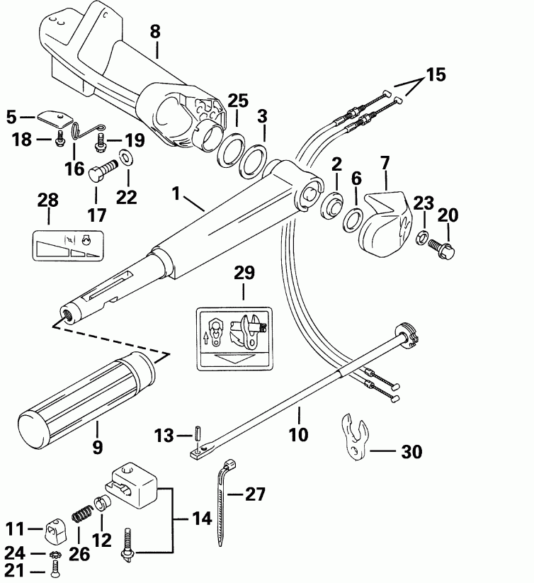 ��������� EVINRUDE E30PL4SIC 4-Stroke, Elec. Start, TNT, 20  - ee������ Handle - eering Handle