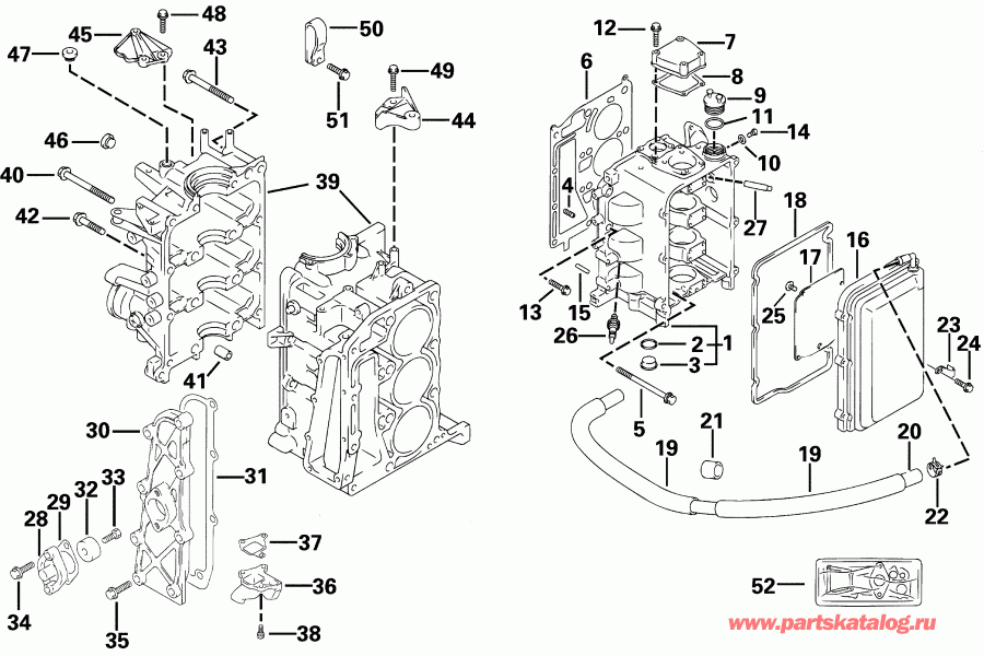  Evinrude E30PL4SIC 4-Stroke, Elec. Start, TNT, 20  - linder & ������ ��������� - linder & Crankcase