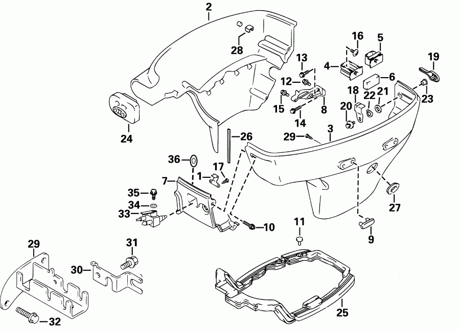 ��������� ����� EVINRUDE E30R4SIC 4-Stroke, Rope Start, Tiller, 1  - wer Engine Cover / wer ������ ��������� (�����)