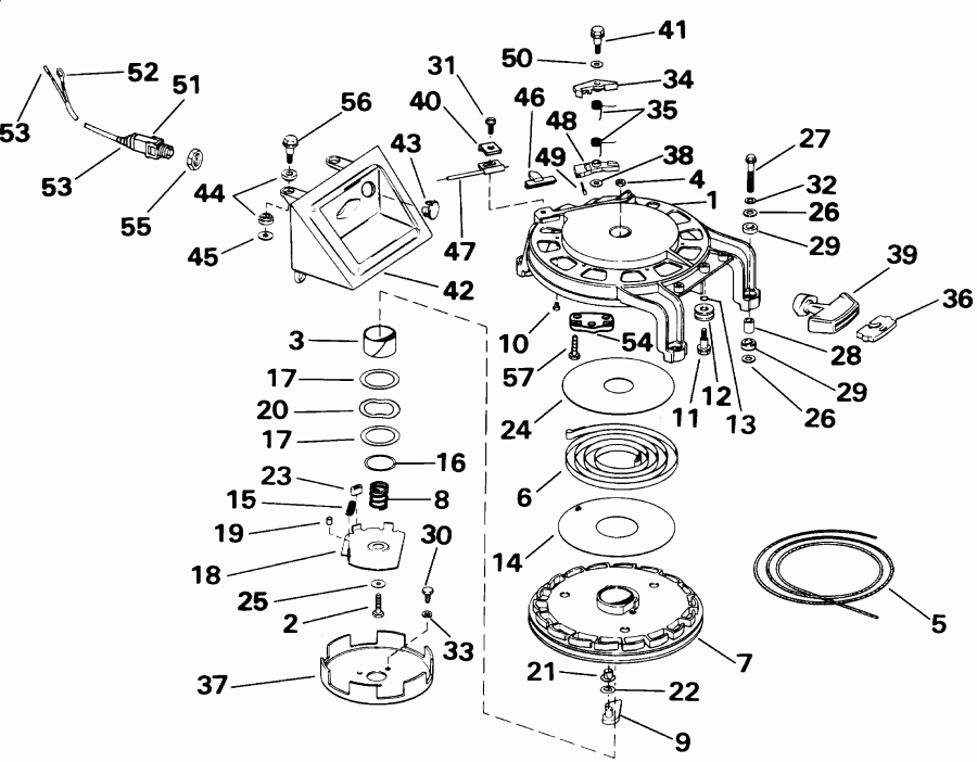  Evinrude E40WRLSIR commercial, rope start, 20 in   - wind Starter / wind �������