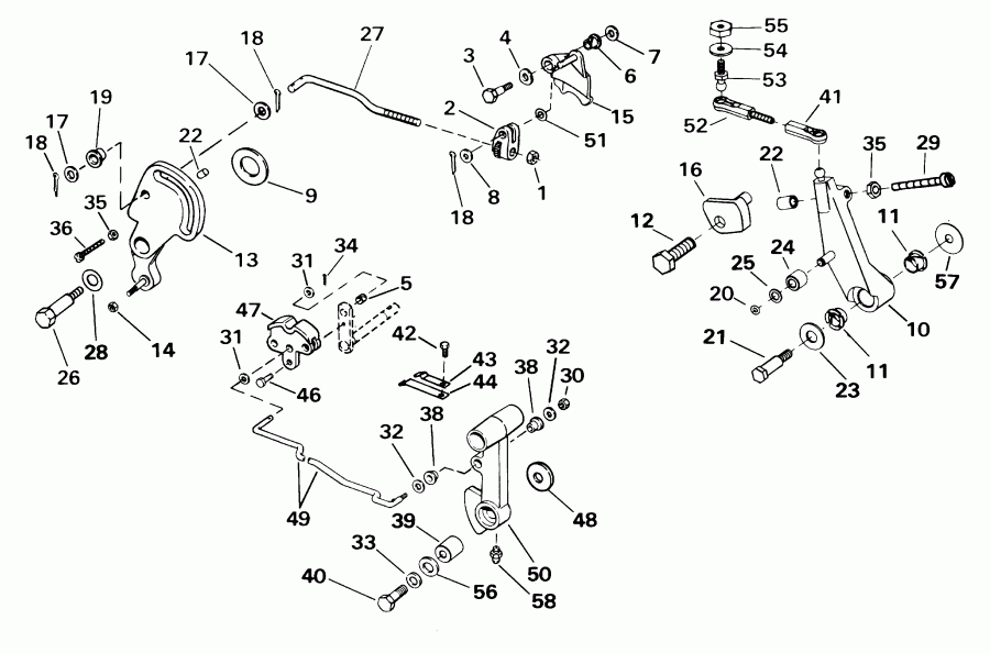 ����� EVINRUDE E40WRLSIR commercial, rope start, 20 in   - ift ����������� ��������age - ift Throttle Linkage