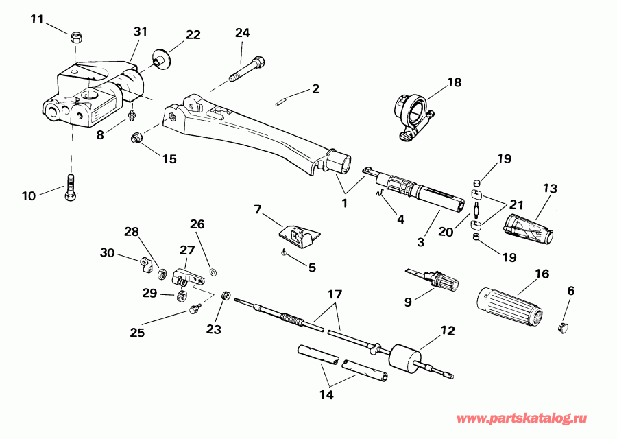 ��������� ��������� EVINRUDE E40WRLSIR commercial, rope start, 20 in   - ee������ Handle
