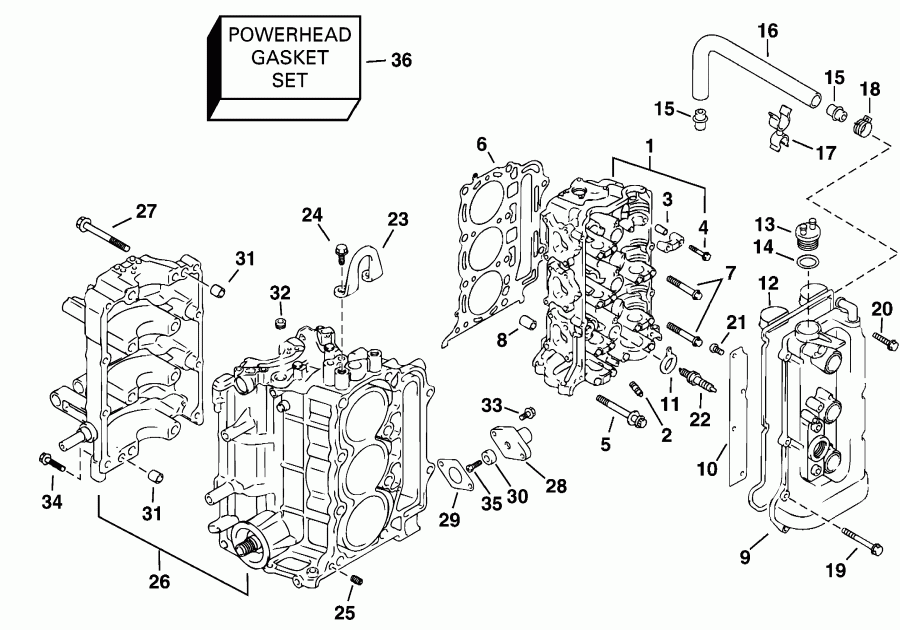    Evinrude E50PL4SIR 4-Stroke, Elec Start, TNT, 20   - linder & Crankcase - linder &  