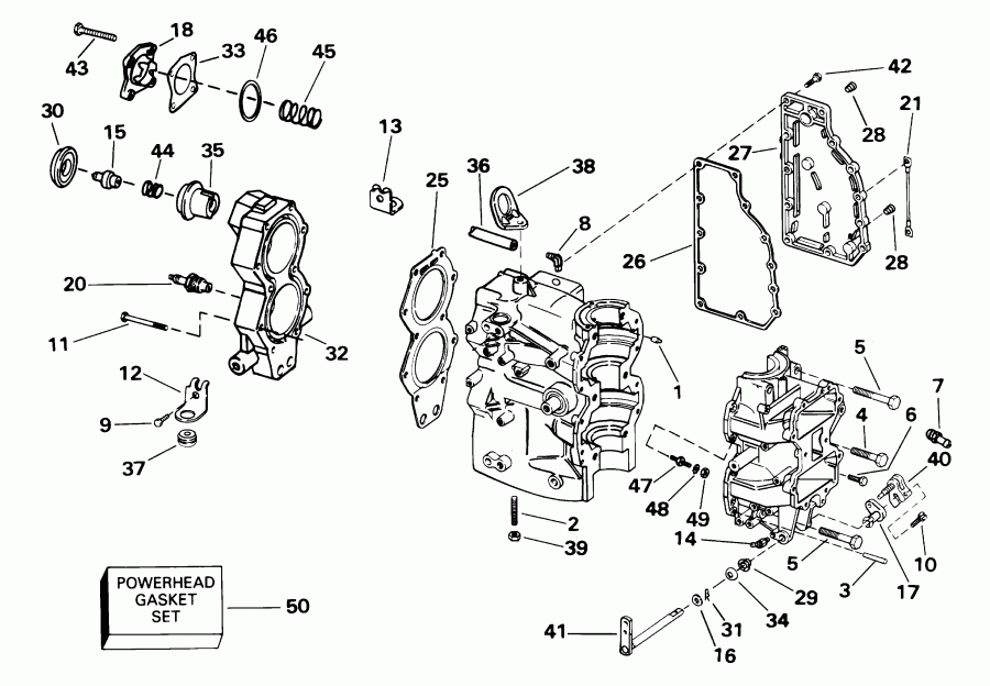 ��������� ����� Evinrude E55WRLSIR commercial, rope start, 20 in   - linder & ������ ��������� / linder & Crankcase