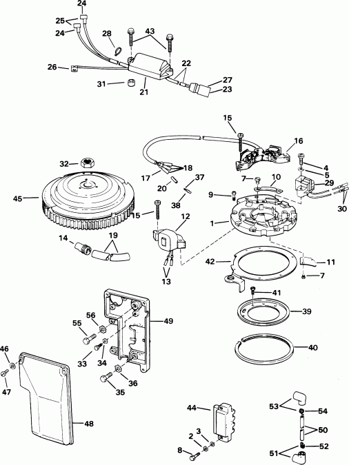  Evinrude E55WRLSIR commercial, rope start, 20 in   - nition System / nition System