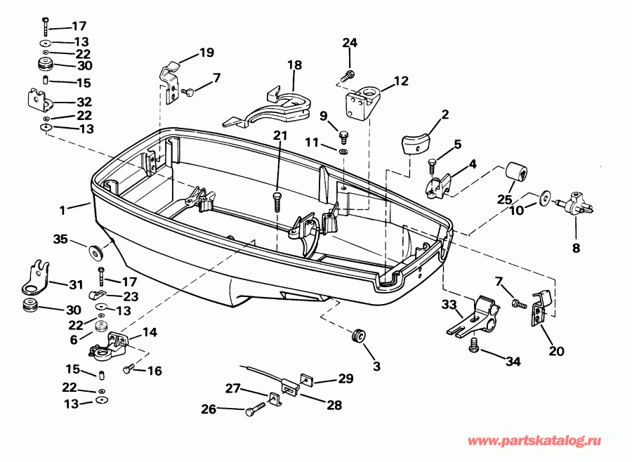  EVINRUDE E55WRLSIR commercial, rope start, 20 in   - wer Engine Cover / wer   ()