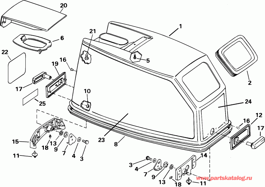 ����� Evinrude E55WRYSIR commercial, rope start, 25 in   - gine ������ / gine Cover