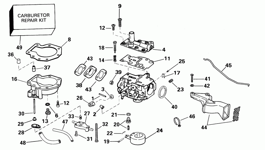 ��������� ��������� ������� E5R4SIE 4-stroke, rope start, tiller, 15  - rburetor - rburetor