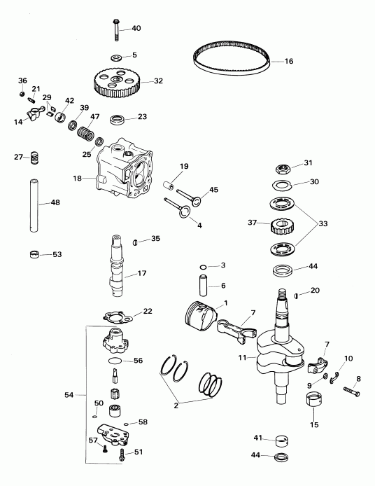    E5R4SIE 4-stroke, rope start, tiller, 15  - linder Head & 