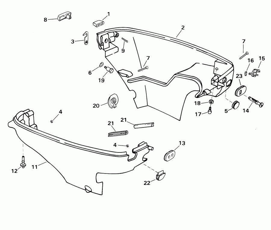 ��������� ��������� EVINRUDE E5R4SIE 4-stroke, rope start, tiller, 15  - wer ������ ��������� (�����) / wer Engine Cover