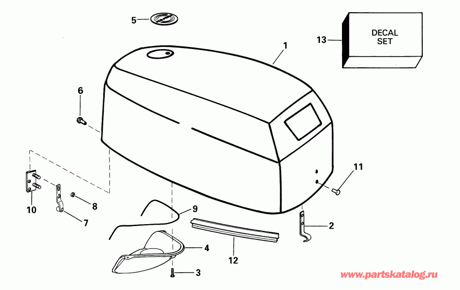 ��������� ����� EVINRUDE E5RL4SIE 4-stroke, rope start, tiller, 2  - gine ������ - gine Cover