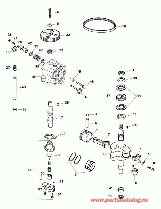   EVINRUDE E6R4SIE 4-stroke, rope start, tiller, 15  - linder Head & 