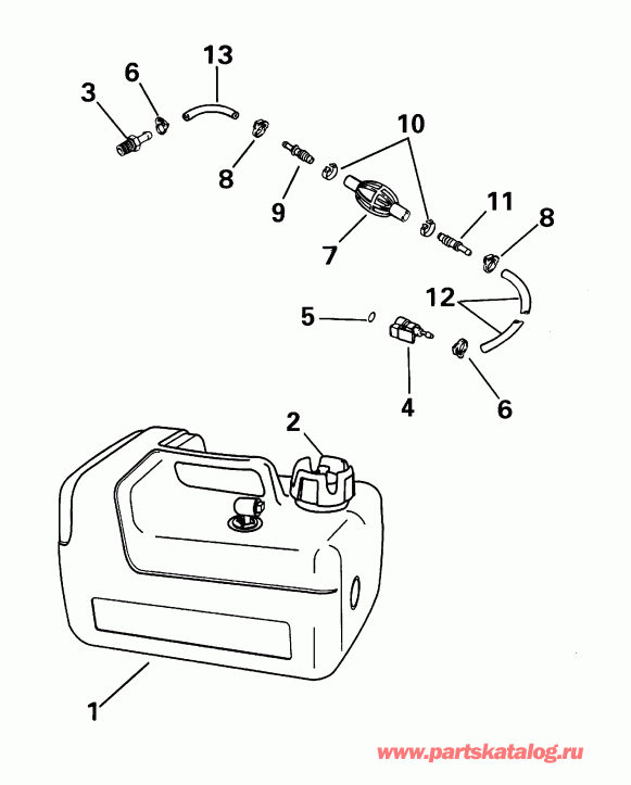 ��������� Evinrude E6R4SIE 4-stroke, rope start, tiller, 15  - el Tank