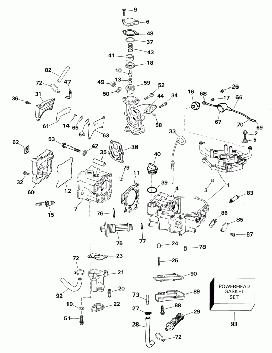 ��������� �������� ����� EVINRUDE E6RL4SIE 4-stroke, rope start, tiller, 2  - linder & Crankcase - linder & ������ ���������