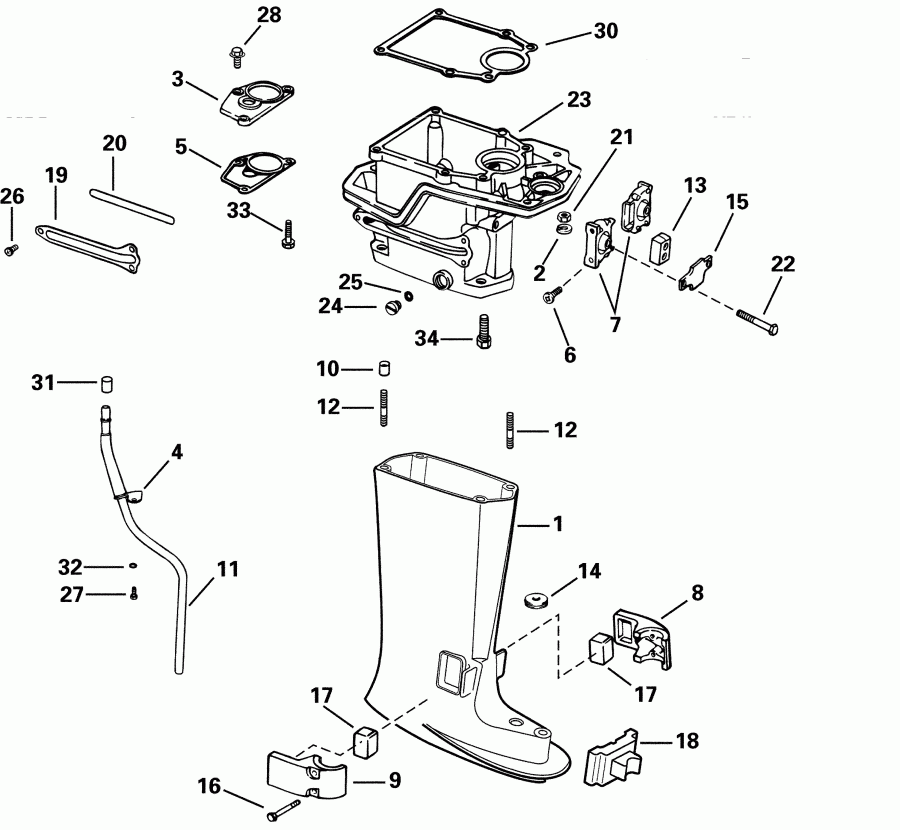 ��������� Evinrude E6RL4SIE 4-stroke, rope start, tiller, 2  - haust Housing / haust ������