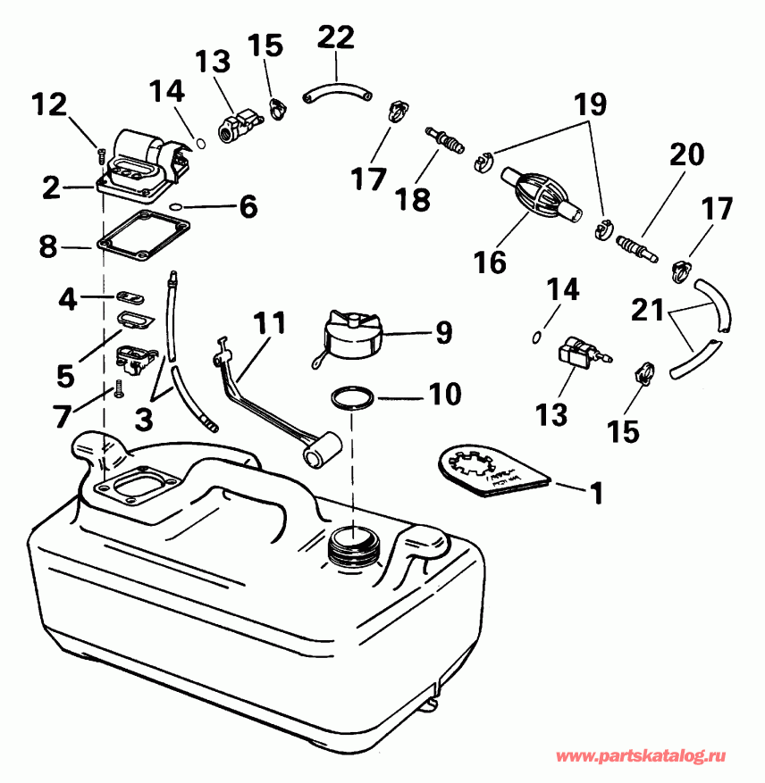 ��������� �������� ����� EVINRUDE E6RL4SIE 4-stroke, rope start, tiller, 2  - el Tank