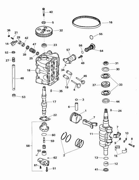 ��������� ��������� ������� E8R4SIE 4-stroke, rope start, tiller, 15  - linder & Crankcase / linder & ������ ���������