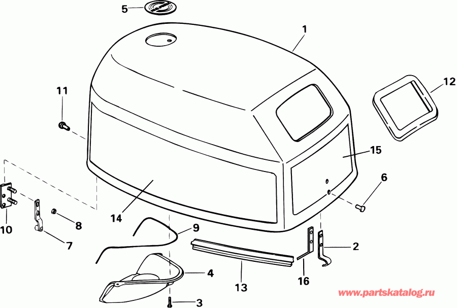 ����� EVINRUDE E8R4SIE 4-stroke, rope start, tiller, 15  - gine ������ - gine Cover