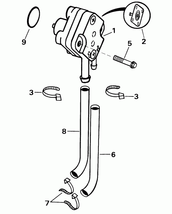 ��������� ����� EVINRUDE E8R4SIE 4-stroke, rope start, tiller, 15  - el Pump - el �����
