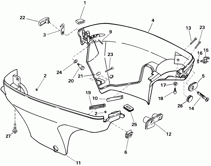 ����� EVINRUDE E8R4SIE 4-stroke, rope start, tiller, 15  - wer Engine Cover - wer ������ ��������� (�����)