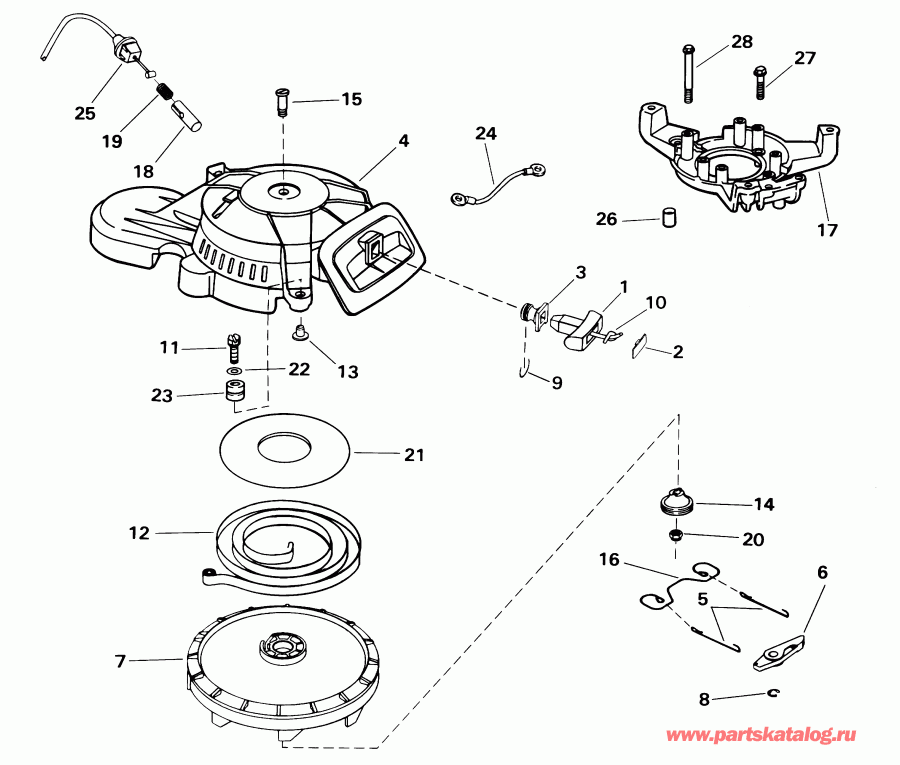 ����� EVINRUDE E8R4SIE 4-stroke, rope start, tiller, 15  - wind Starter - wind �������