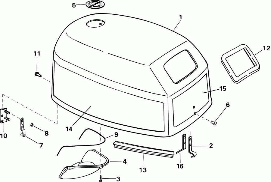 ��������� �������� ����� EVINRUDE E8RVL4SIC 4-stroke, rope start, tiller,   - gine Cover / gine ������