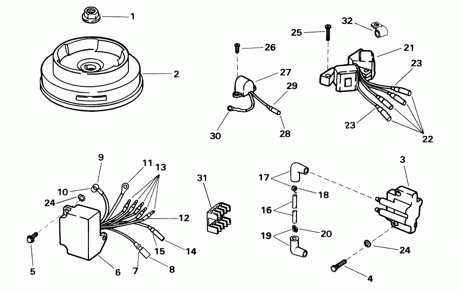 ��������� ��������� Evinrude E8RVL4SIC 4-stroke, rope start, tiller,   - nition / nition