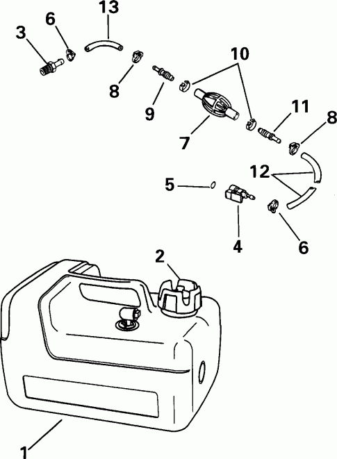 �������� ��������� ����� EVINRUDE E8WRLSIR Commercial, rope start, tiller,  - el Tank - el Tank