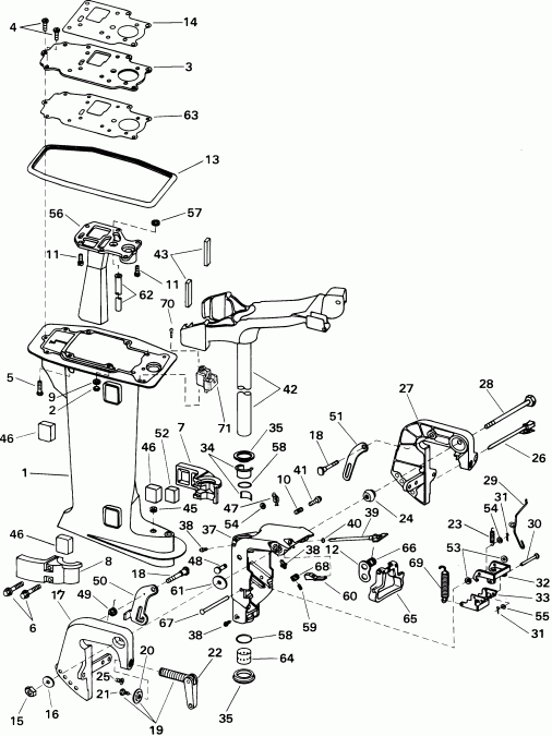 ��������� �������� ����� EVINRUDE E8WRLSIR Commercial, rope start, tiller,  - dsection