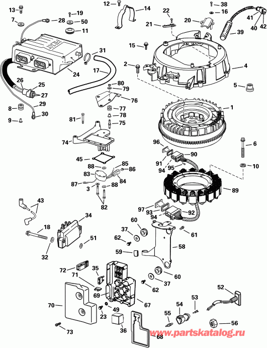 ��������� �������� ����� EVINRUDE E90FVLSIF FFI, elec start, TNT, 20 in sh  - ectrical System - ectrical System