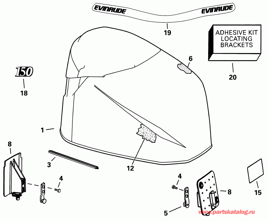 �������� ��������� ����� EVINRUDE RE135FCSIF FFI, elec start, TNT, 25 in s  - gine ������ / gine Cover