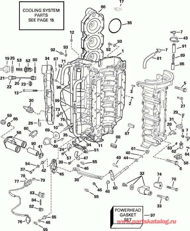 ��������� ��������� EVINRUDE RE150FLSIF FFI, elec start, TNT, 20 in s  - linder & ������ ��������� - linder & Crankcase