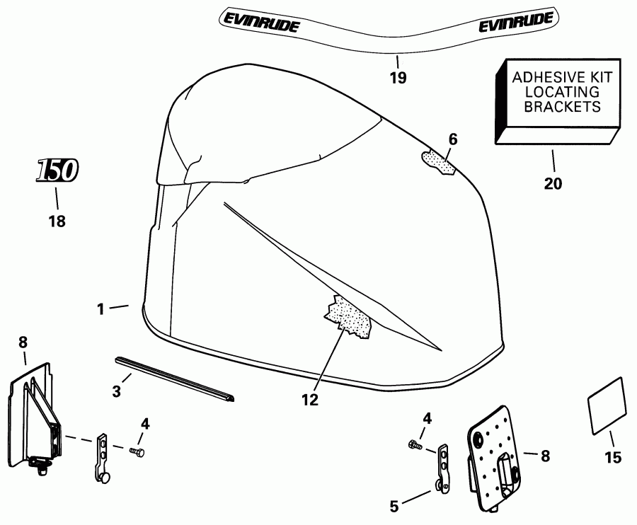 ��������� ��������� Evinrude RE175FSSIF FFI, elec start, TNT, 20 in s  - gine ������ / gine Cover
