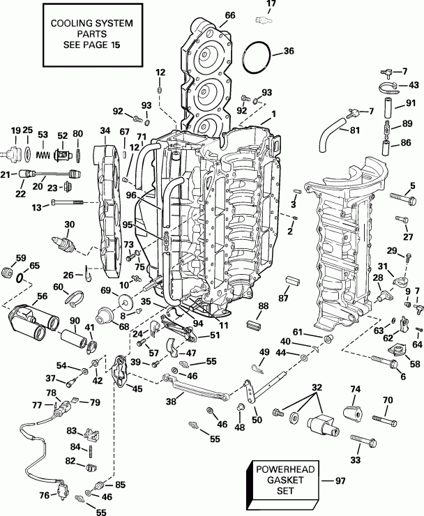 ��������� ����� EVINRUDE RE175FXSIF FFI, elec start, TNT, 25 in s  - linder & Crankcase