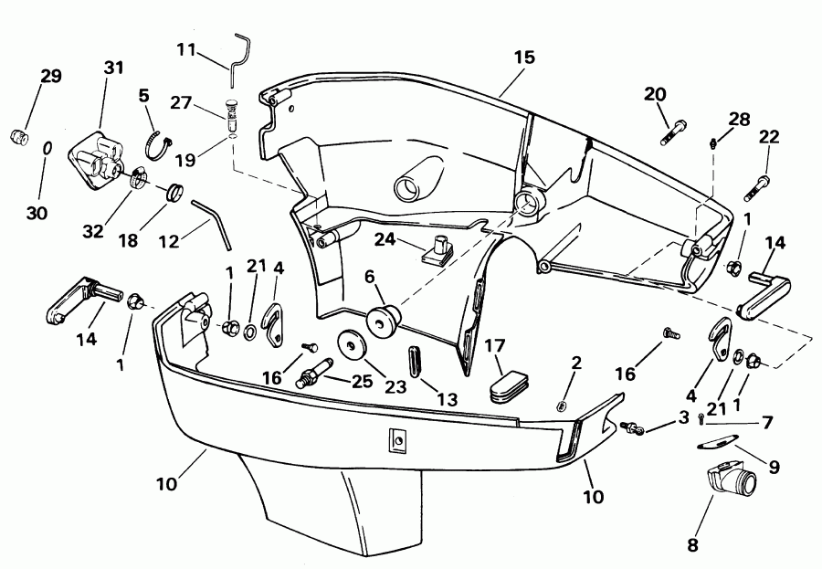 ��������� ��������� Evinrude RE200FLSIF FFI, elec start, TNT, 20 in s  - wer ������ ��������� (�����) / wer Engine Cover