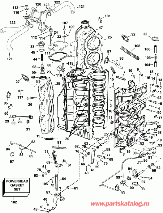 ��������� ����� Evinrude RE225FZSIF FFI, elec start, TNT, 30 in s  - linder & Crankcase - linder & ������ ���������
