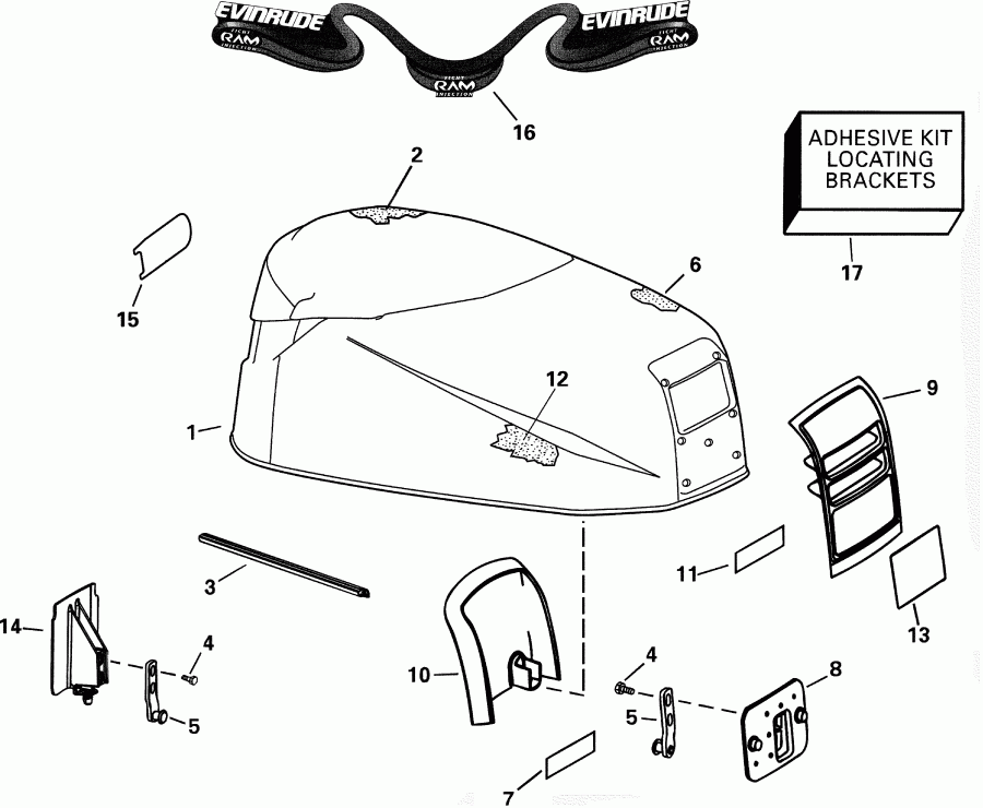 �������� ��������� ����� Evinrude RE90FPLSIF FFI, elec start, TNT, 20 in s  - gine ������ / gine Cover