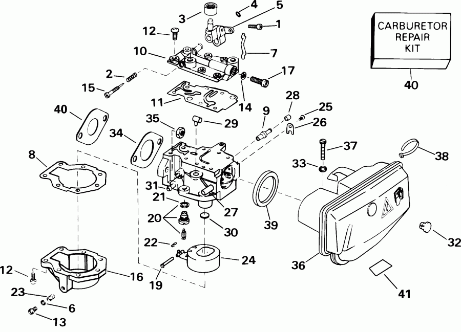 ��������� ����� Evinrude SE15BASIR rope start, tiller, 15 in shaf  - rburetor
