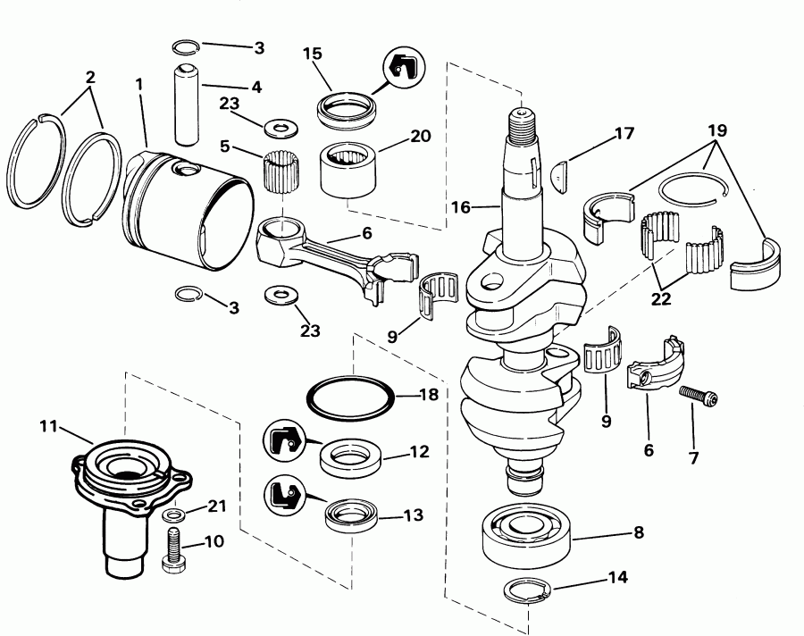 ��������� ��������� ������� SE15BASIR rope start, tiller, 15 in shaf  - ankshaft & Piston / ank��� & �������