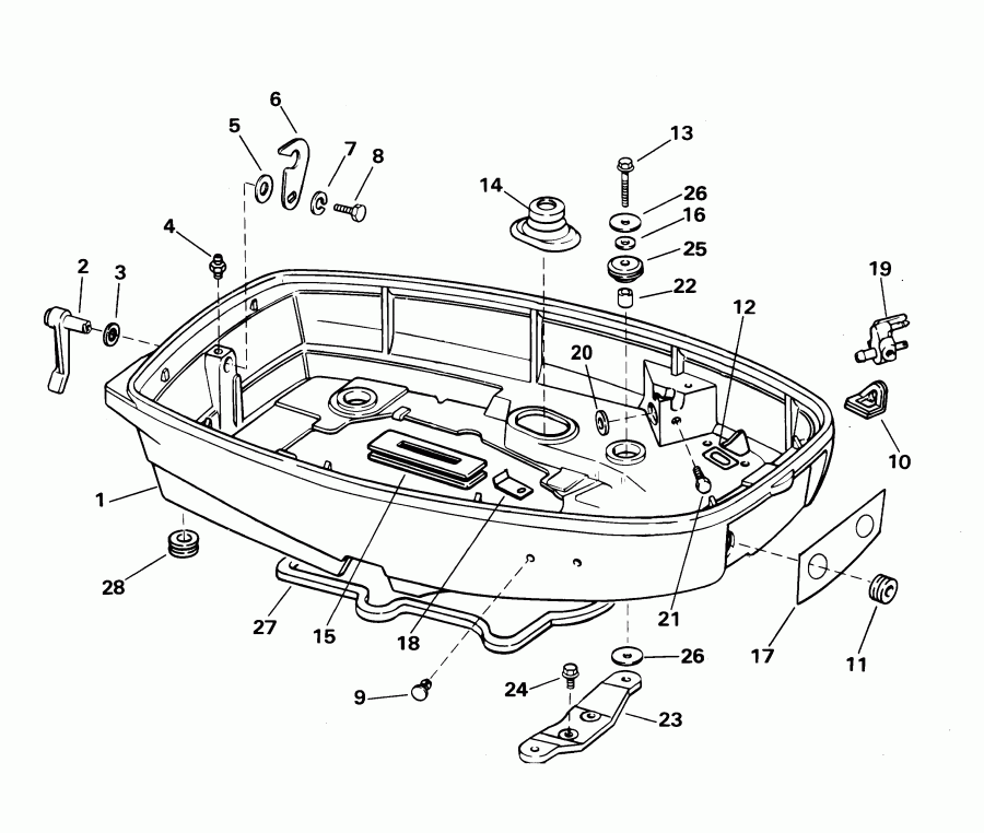 ��������� Evinrude SE25RDSIE rope start, tiller, 15 in shaf  - wer Engine Cover / wer ������ ��������� (�����)