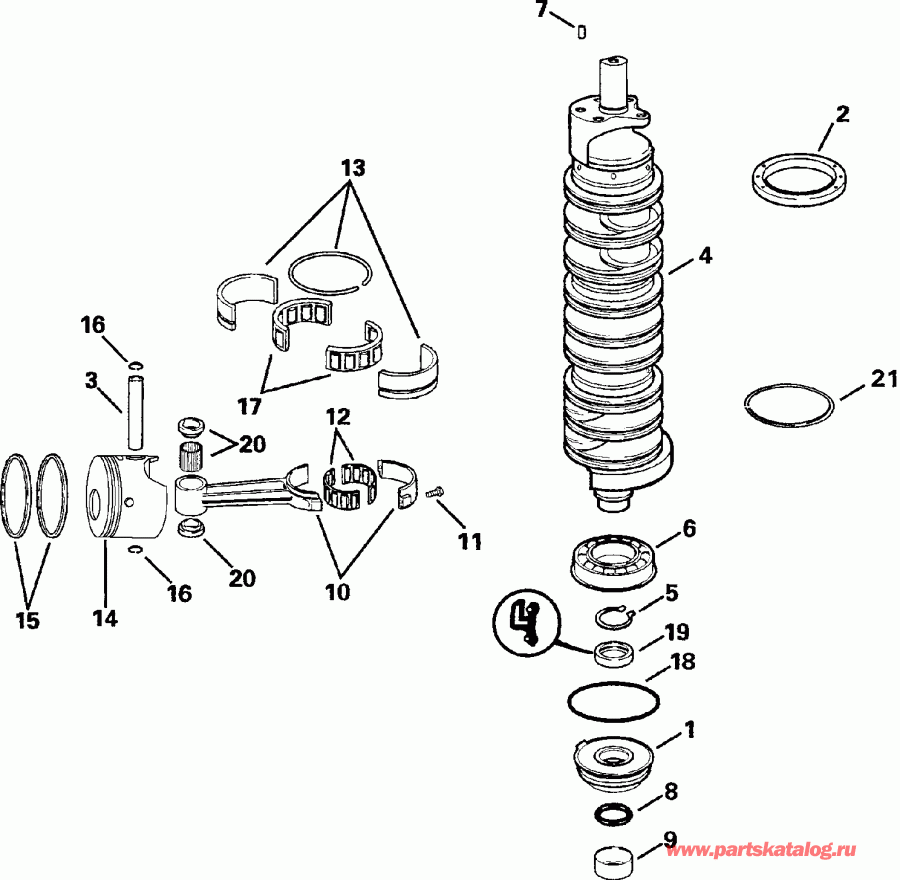 ����� ������� E135FCXSNF Ficht Fuel Injection, 25 in.,  - ank��� & ������ - ankshaft & Pistons