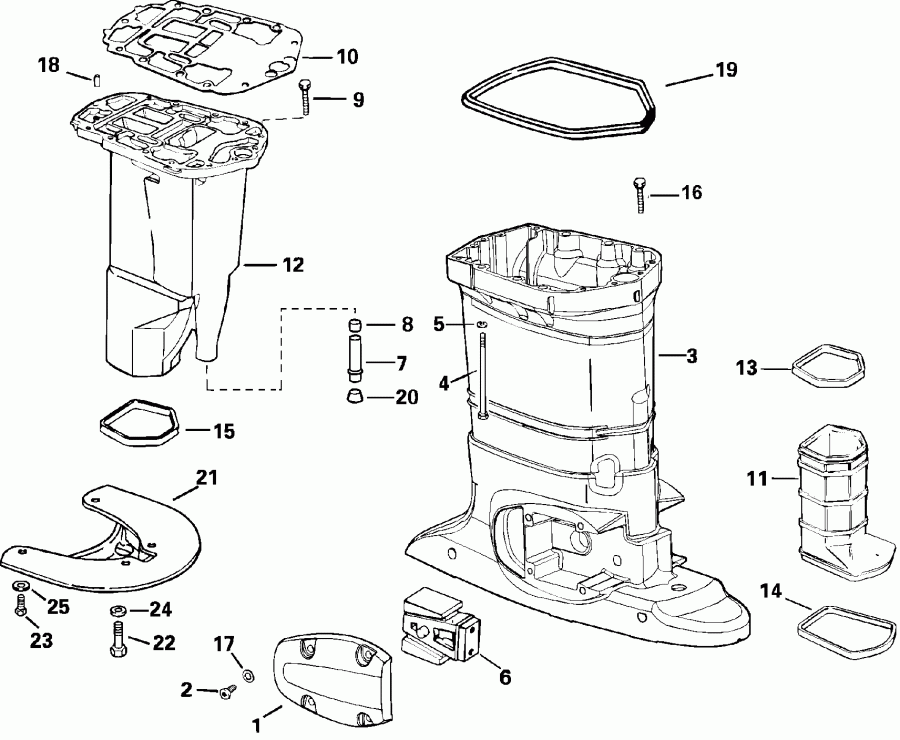  Evinrude E175FCXSNF Ficht Fuel Injection, 25 in.,  - haust Housing